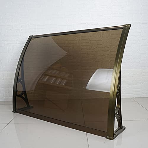 Tenda da sole in policarbonato in alluminio, 61 x 71 cm, per porta d'ingresso esterna, facile installazione, copertura curva per veranda, riparo e padiglione