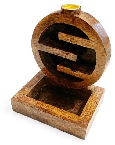 Agni Portainciensos Reflujo Madera - Quemador de Incienso para Conos Efecto Cascada, Soporte de Incienso Decorativo Aromaterapia y Limpieza Energética, Porta Inciensos Madera Flujo Inverso (Redondo)