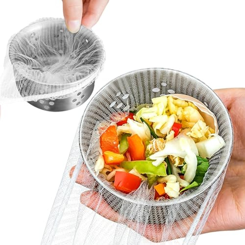 Disposable Mesh Sink Strainer Bags,Anti-Clogging Sink Drain Net,Sink Strainer Pouches,Mesh Drain Cover for Sourdough,Sourdough Drain Covers,Elastic Kitchen Sink Filter with Storage Box (300)