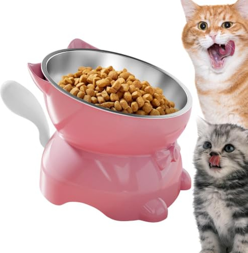 Upphöjd Kattskål Lutande Anti-kräkningsutfodring | Upphöjda Kattmatsskålar och Matfat För Medelstor Valp Inomhus, , Balkong, Vardagsrum, Lägenhet, Träd, Och