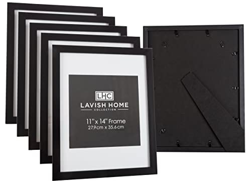 Lavish Home Set di 6 cornici portafoto da 28 x 35 cm, con supporto e ganci, per galleria da parete o ritratto di famiglia, decorazione da parete (nero)