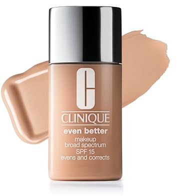 Clinique Even Better Makeup Liquid Foundation SPF 15 With Vitamin C For Dry + Oily Combination Skin Types | Medium Coverage + Natural Finish | Evens Skin Tone + Reduces Dark Spots, Cream Chamois