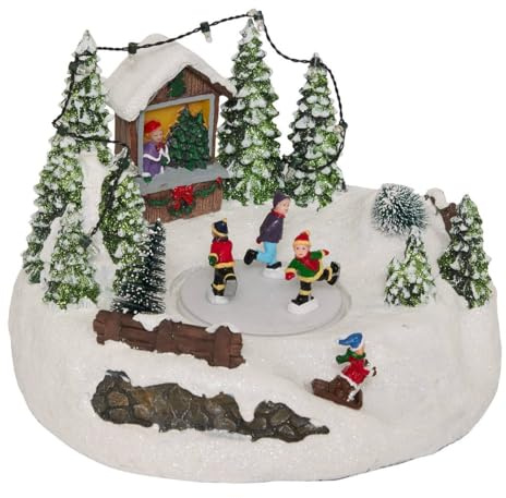Feeric Lights et Christmas - Village de noël patinoire et forêt animé 13 LED à Piles