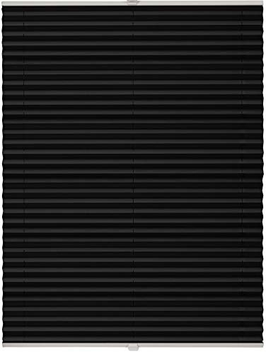ondeco Plissee nach Maß für alle Fenster innen Montage in Glasleiste mit Spannschuh Sonnenschutz Rollo Sichtschutz Blickdicht Schwarz B: 41-50 cm, H: 101-150 cm