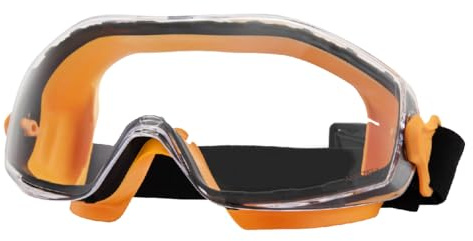POWERTEC Safety Goggles Over Glasses, Scratch Proof UV Protection Anti-fog Safety Goggles, Chemical Splash Protective Eyewear W/Adjustable Headband for Woodworking, Mowing, Construction (71563)