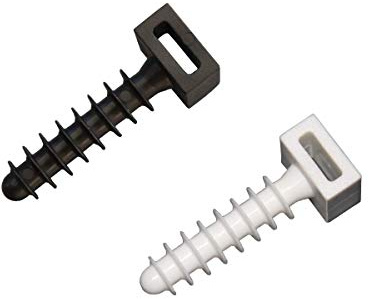 Cable Tie Masonry Screw Mounts for up to 9 mm Cable Tie, Press/Push/Tap Fit, UK Made Premium Fixing Plug, Black & White Available (250, Black)