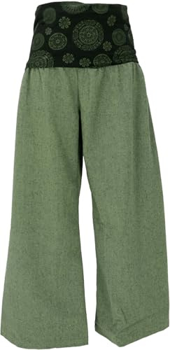GURU SHOP Pantaloni spa, pantaloni da yoga, pantaloni a vita larga, da donna, in cotone, verde, 48
