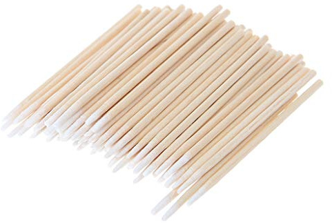 lfdhcn 100pcs Short Mini Wattestäbchen Tupfer Applikator Q-Tip Holzgriff Robust Neu