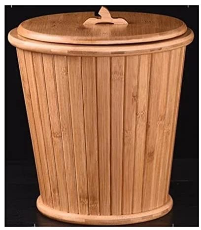 ZAW Basura Bote de Basura de bambú for el Dormitorio pequeño bambú Residuos Cesta for baños, oficinas, cocinas o dormitorios de Madera Cubo de Basura Papelera (Color : Brown)