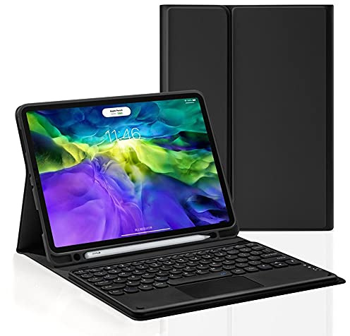 HENGHUI Keyboard Case for Galaxy Tab S6 Lite 10.4 inch 2024/2022/2020, Touchpad Cute Round Key Color Detachable Touch Keyboard Cover with S Pen Holder (Black)