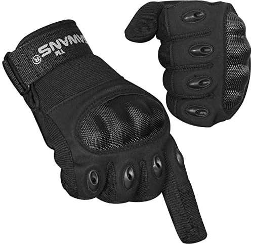 SAWANS Gants de Moto pour Sports de Moto, équitation, VTT, équitation, Hommes et Femmes, Phalanges rigides, écran Tactile, VTT, vélo de Route, randonnée, vélo, Escalade, Camping, Ski (Taille S, Noir)