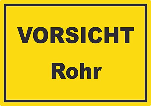 Vorsicht Rohr Aufkleber mit Text A3 (297x420mm)