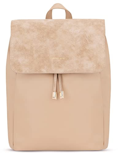 Expatrié Rucksack Damen Elegant Sand - Estelle - Moderner Kleiner Tagesrucksack für City, Business & Uni - Kunstleder Damenrucksack Klein - Wasserabweisend