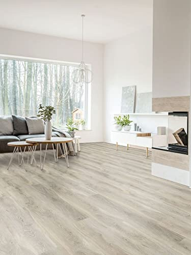 Steffensmeier klick Vinyl Boden Laminat Stockholm - 3,109 m² - Vinylboden - Wohnzimmer Badezimmer Küche- 14 Stück pro Paket - Creme