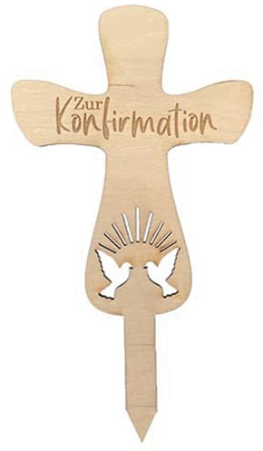 CakeTopper - Konfirmation Kreuz - Kuchenaufsatz aus Holz