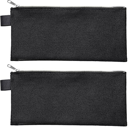 VELOFLEX - Banktasche DIN lang mit Reißverschluss 2 Stück | Format 220 x 110 mm, aus Textil, Metallreißverschluss, Vorrichtung für Schloss oder Siegel, für Geld und Zubehör