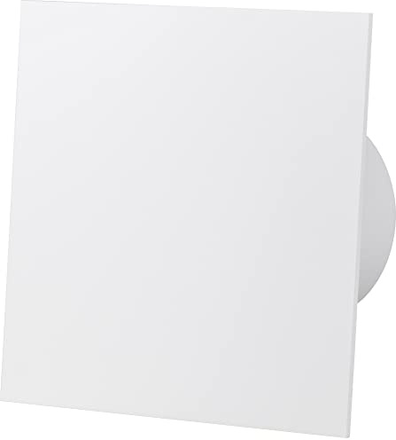 F.H. ANA Design Badlüfter Wandlüfter Deckenlüfter mit Feuchtesensor + Nachlauf Ø 100 mm Rückschlagklappe Dekorative Frontplatte Kugellager Leise (Durchmesser: Ø 100 mm, Plexi - Weiß Glanz)