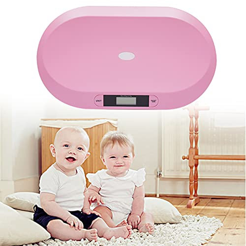 20Kg Digitale Babywaage Kinderwaage LED-Anzeige Tara-Funktion Säuglingswaage Stillwaage Tierwaage Haustierwaage mit Handtuch + Lineal (Rosa)