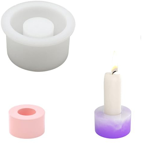 Qikaara Silikonform Kerzenhalter, Rund, Gießform für DIY Stabkerzen, Teelichter, Geschenke, Heimdekoration