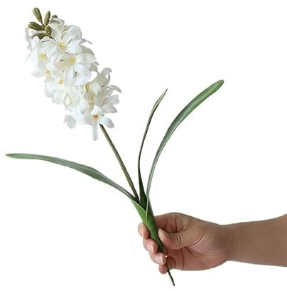 HXSCOO Simulierte Blume 3D Handgefühl Hyazinthe Heimdekoration Kunststoff Fake Flower Indoor Topfornamente (Color : Weiß)