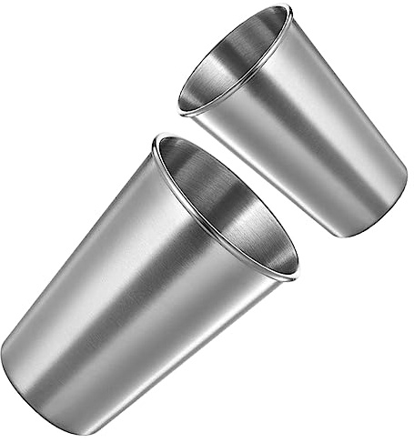 Zerodeko 2pièces Gobelets Acier Inoxydable Pour Bière Café Et Cocktail Lot De Tasses Sans Poignée Design Lisse