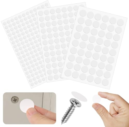 FOMGIIN 354 Stück Weiß Schraubenabdeckung Selbstklebend, Ø10mm Ø15mm Ø20mm PVC Selbstklebende Schrauben Abdeckkappen Aufkleber wasserdichte Schraubenloch für Schreibtische, Wandschränke, Möbel
