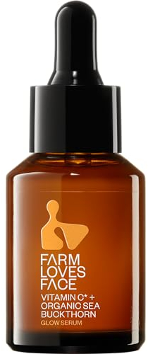 Farm Loves Face Vitamin C + Organic Sea Buckthorn Glow Serum, Gesichtsserum, Transparent, glättend, aufhellend, farbkorrigierend, transluzent, vegan, ölfrei, ohne Parfüm, ohne Alkohol, 1er Pack (28ml)