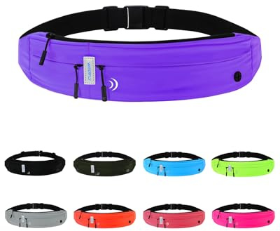 WATERFLY Running Belt Fanny Pack: Runner Marathon Jogging Waist Pack Sport Workout Exercise Fitness Phone Holder Belt for Men Women Jogger Slim Waistband