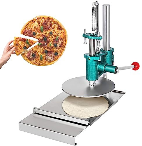 XAoSCd Pizza Pastry Press, Commercial Stainless Steel Pizza Manual Dough Press Machine Angle Adjustable, Home Tortilla Pastry Press Machine Kitchen Tools for Pizza, Tortilla, Dosa 14Cm (12cm)