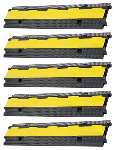 CREWORKS Kabelbrücke Boden Kabelbrücken 5 Stück 2 Kanal Überfahrschutz für Kabel Kabelkanal Boden Kabelabdeckung Boden 100x24,5x5cm 5T kabelschutzmatte aus Gummi für Aussenbereich