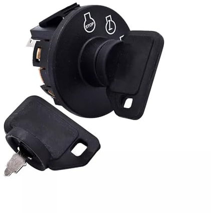 Mulcort Interrupteur d'allumage pour tondeuse à gazon, interrupteur d'allumage de tracteur, 2 clés, 3 positions, 5 ports, compatible avec 117-2221, 430-120, 137-4100