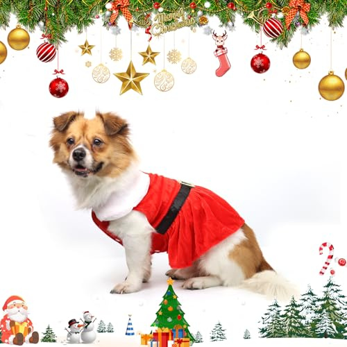 Kungfu Mall Hunde Weihnachtskostüm, Hunde Weihnachts Pullover Hundebekleidung & Zubehör, Katzen Weihnachtskostüm Santa Kostüm, Hund Weihnachten Geschenke Haustier Cosplay Kostüme Großes Format