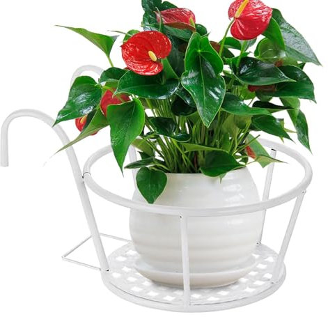 Handrail Flowerpot,Metal Handrail Planter,Deck Rail Planter Patio Handrail Shelf Metal Iron Fence Planter - Flower Plant Holder, Easy Assembly, Balcony Fence, Porch Railing Deck Rail Box for Outdoor