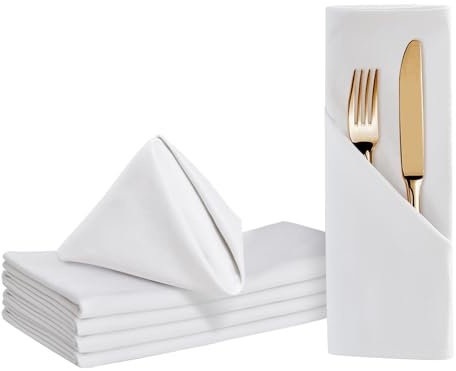 BALCONY & FALCON Stoffservietten aus Baumwolle (6er Pack, Weiß) 50 x 50 cm Waschbare Servietten für Hotel, Restaurant, Hochzeiten, Veranstaltungen und Partys