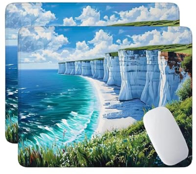 Lot de 2 Tapis de Souris de Jeu La Falaise Blanche Tapis Souris Gaming avec Bords Cousus et Base en Caoutchouc antidérapant pour PC, Ordinateur Portable, Bureau, Lavable en Machine 30x25 cm f-39