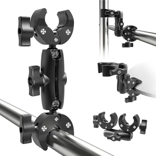 Lguaquanx Support de Guidon de Moto Pince Double, Pince de Support Super Clamp pour Appareil Photo pour Support de Lumière Parapluie Trépied Réflecteur Motocyclette