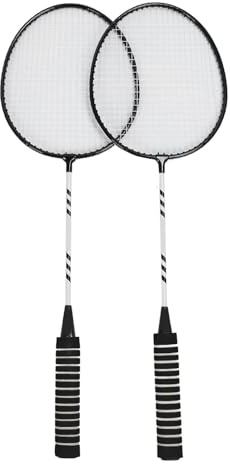 BRRNOO Badmintonset, Inomhusbadmintonset Badmintonracket med Nylonfjädrar Bärväska 2 ST Badmintonracketar för Vuxna Tonåringar Järnlegering Slip Badmintonracketar Set för (Svart)