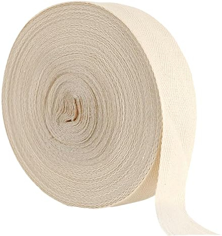 OUTALIZ Baumwollband Schrägband, 5cm x 50m/1,96in x 164 Foot Fischgrätenstich Baumwollband Gurtband,Beige Nahtband Gurtband Baumwollband, zum Basteln von Nähpaspeln,DIY Handwerk