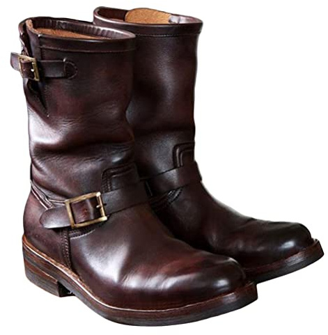 ORANDESIGNE Bottes Hautes pour Hommes Vintage Western Cowboy Style Bottes Longues Décontracté Mode B Vin Rouge 44 EU