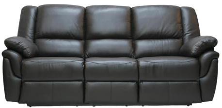 Bostonsofa Alabama 3-Sitzer Ledersofa mit Relaxfunktion - Hochwertiges Relaxsofa mit Liegefunktion - Zero-Wall System -Taschenfederkern - Echtleder & Kunstleder - ideal für Wohnzimmer - Dunkelbraun