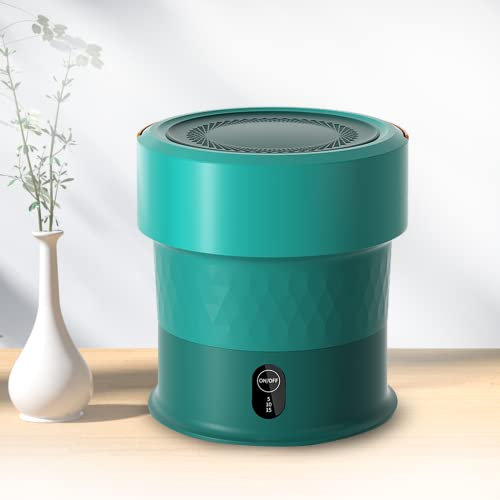 WJFTODAY Zusammenklappbare Waschmaschine mit Schleuder, 13 l, tragbare Mini-Turbo-Elektrobo-Elektrowaschmaschine mit Ozon, speziell zum Waschen von Unterwäsche/Babykleidung, weiße Basis (grüne Basis)