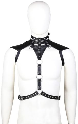 AGUTALITHIC Herren Gay Body Brust Rollkragen Leder Harness Männer Geschirr Fetisch Brustgurt Einstellbar Punk Männer Bondage Gürtel Körpergürtel Kostüme Clubwear Cosplay