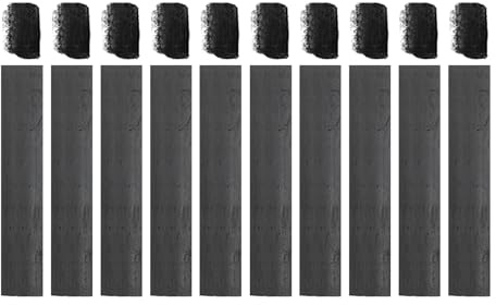 sourcing map Willow Charcoal Sticks, 18-21mm Willow Charcoal Pencils Soft Sketch Vine Art Supplies Set for Drawing Sketching Shading Painting Artists Beginners (Black, Pack of 10)