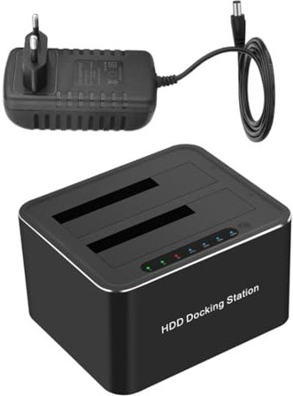 Yardenfun Base De Conexión para Disco Duro Externo Docking Station HDD Ssd con Función De Clonación Offline Soporta hasta Conexión USB Protección De Cortocircuito Y Sobretensión