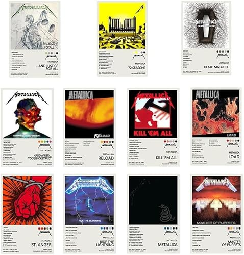 FDSFE Metallica Poster, limitierte Auflage, Leinwandposter, Wandkunst, Dekordruck, Bild für Wohn- und Schlafzimmer, Set mit 11 Stücken, ungerahmt 20 x 30 cm