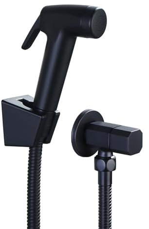 TYMYW Handheld Bidet Sprayer for Toilet Black with 1.5M Shower Tube Wall-Mounted Bidet Shower Kit for Bathroom