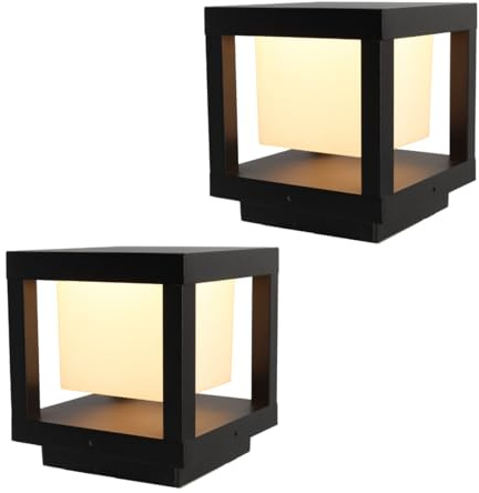 Jandei - 2 x Lámpara LED Exterior Cuadrada 16W, 3000K Luz Cálida, IP65 Resistente al Agua y Polvo, 240V, Diseño Moderno en Cubo Negro para Jardín, Terraza, Patio y Caminos