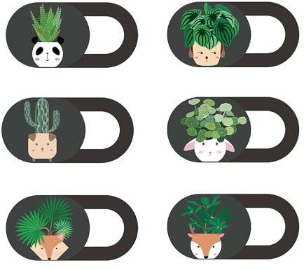 TUKEVA 6 PCS Cover per Webcam Cursore Copertura Webcam Copertura Protettiva con Motivo Carino,Ultra Sottile (Motivo planta en maceta)