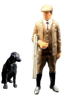 Folpus Figurine de chasseur avec chien au 1/64e, modèle Seeker, en résine, pour diorama, décor et architecture miniatures, Style C