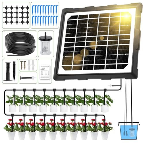 Solar Bewässerungssystem 2026 Automatische BewäSserung für 20 Topfpflanzen, Automatische Bewässerungssystem Garten mit 20M Tropfschlauch, Bewässerungssystem für Topfpflanzen, Garten, Balkon Pflanzen